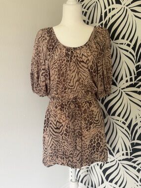 Rebecca Taylor Silk Animal Print Mini Dress